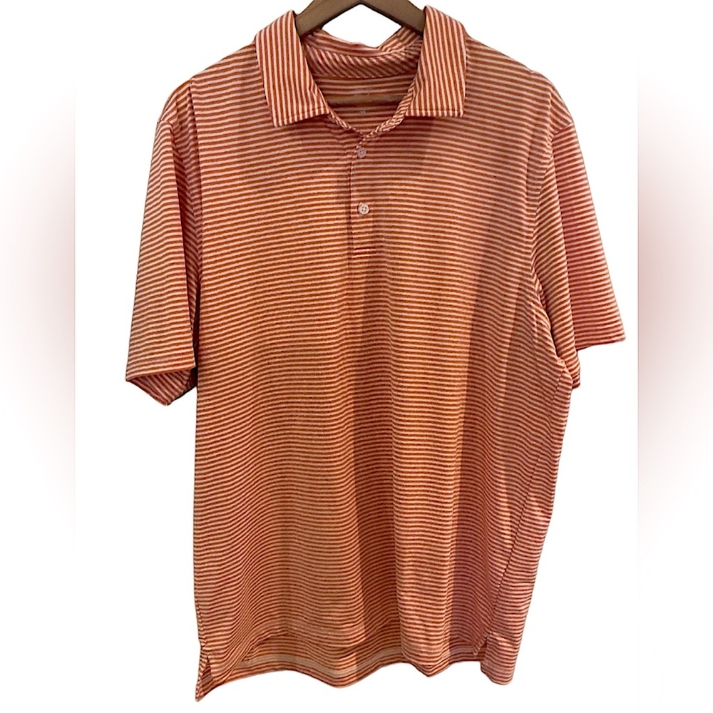 Vineyard Vines Orange White Striped Performance Polo Golf Dress Shirt Size XL